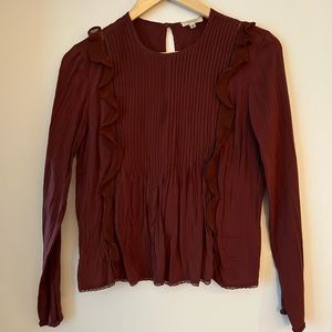 Wilfred (Aritzia) Romantic Style Top - Burgundy. Size US XS